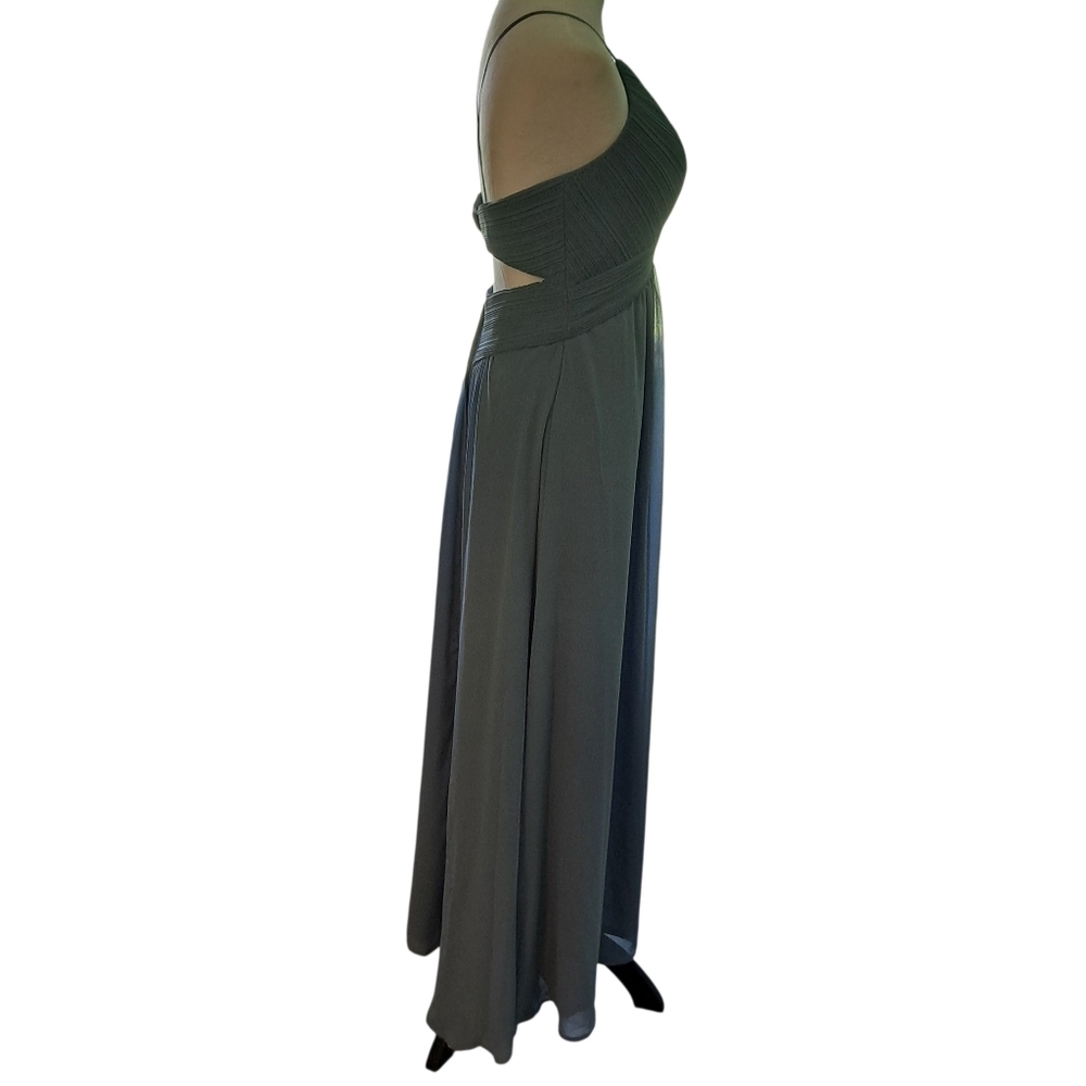 Morilee Slate Pleated Maxi Bridesmaid Dress with Pockets – Size 8 - Picture 5 of 6